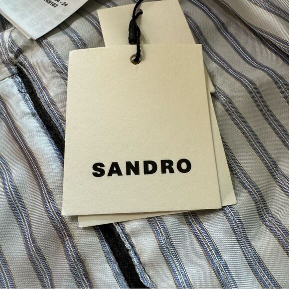 New Sandro France Palma Jacket Tailored Cut Wool Blend‎ Gray size 10 US - Picture 11 of 15